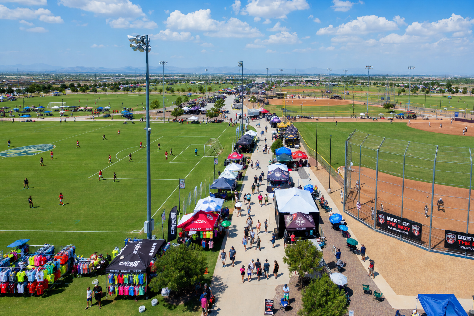 Tournament venue with vendor booths